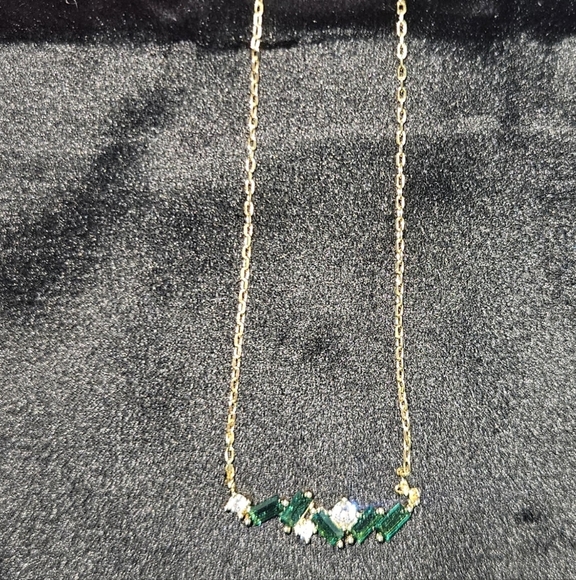 Adina Eden Gold And Emerald Necklace with Earrings - Picture 1 of 3